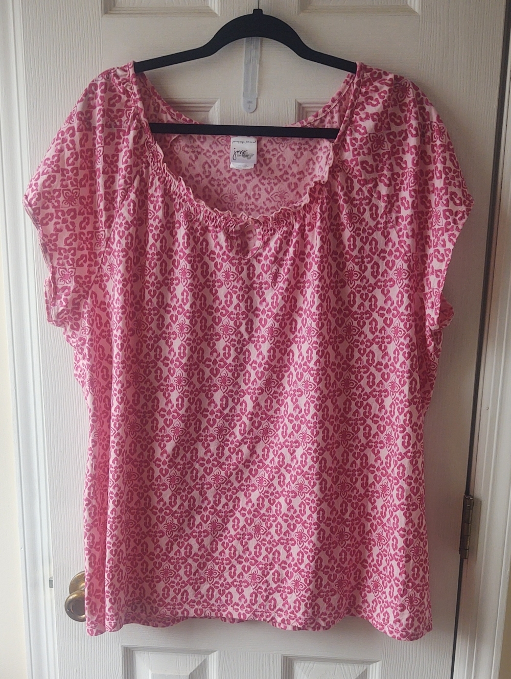 Just My Size Pink Patterned Short-Sleeve Scoop Neck Top - 3X